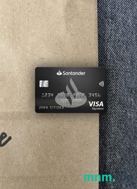 United Kingdom Santander bank visa signature card wygląd fotograficzny skan PSD + zdjęcie